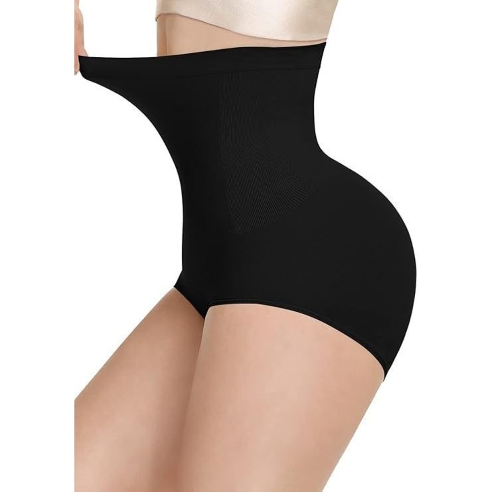 Reamphy Women's High Waisted Shapewear Tummy Control Seamless Briefs - Black XL